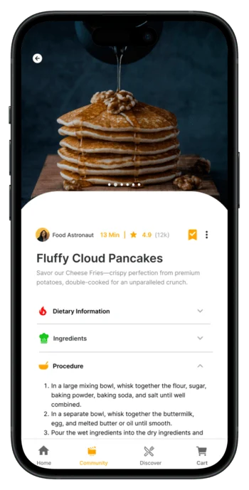 A screenshot of Mealcrest platform showing a recipe.